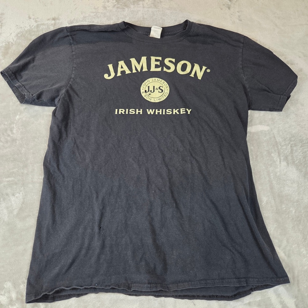 Jameson Irish Whiskey Graphic T-Shirt Faded Black Large Pub Streetwear Tee